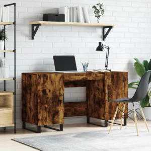 Bureau 140 x 50 x 75 cm chêne fumé bois d'ingénierie – modèle 10 – vue d’ensemble