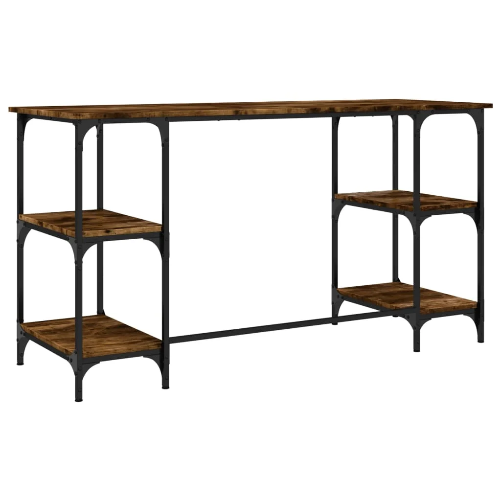 Bureau 140 x 50 x 75 cm chêne fumé bois d'ingénierie – modèle 12 – vue de dos