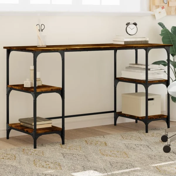 Bureau 140 x 50 x 75 cm chêne fumé bois d'ingénierie – modèle 12 – vue d’ensemble