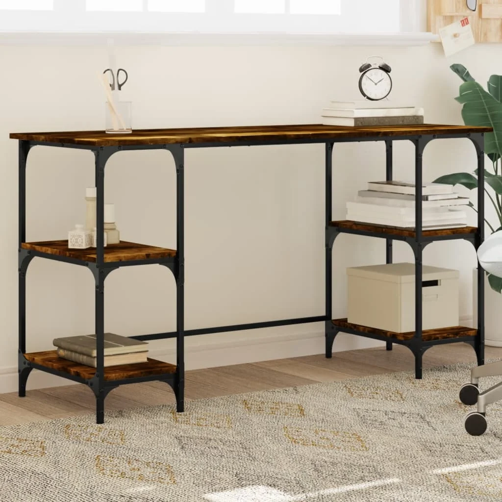Bureau 140 x 50 x 75 cm chêne fumé bois d'ingénierie – modèle 12 – vue d’ensemble