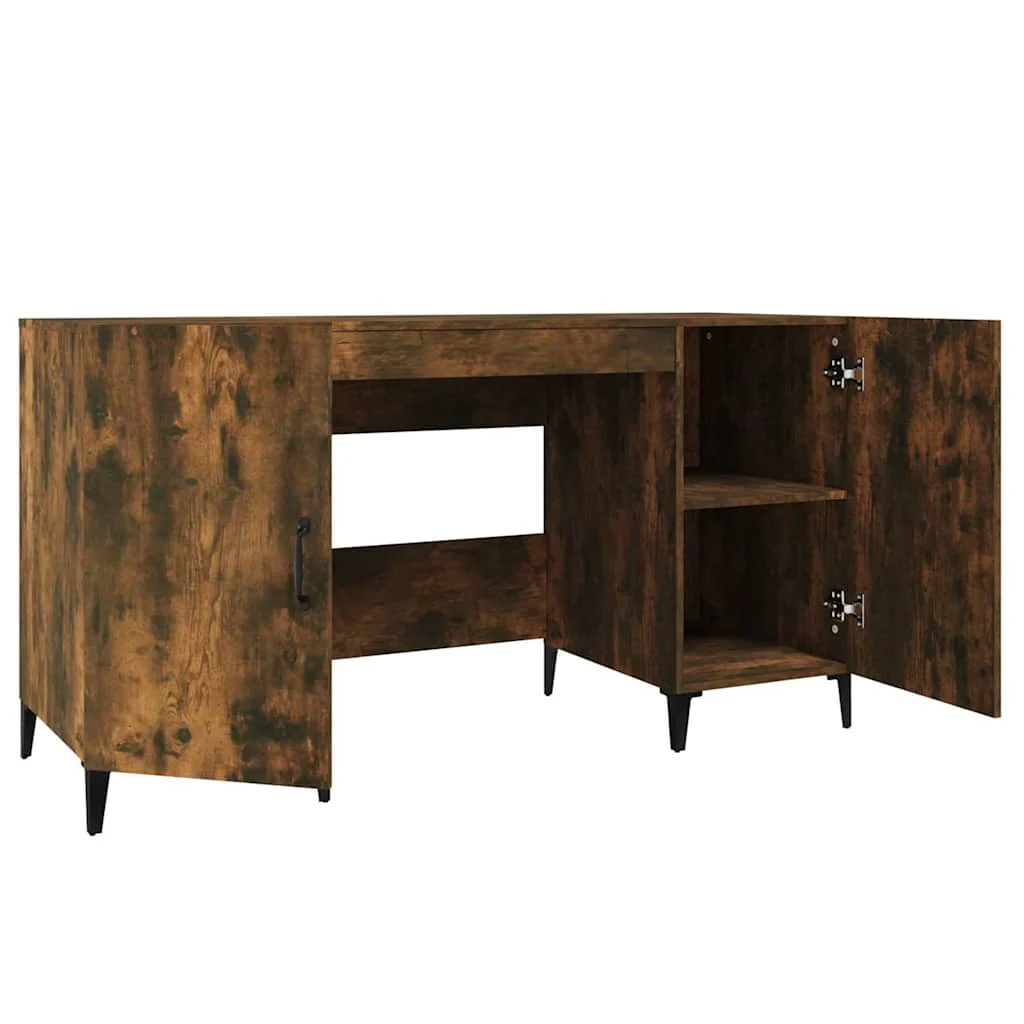 Bureau 140 x 50 x 75 cm chêne fumé bois d'ingénierie – modèle 2 – vue de dessus