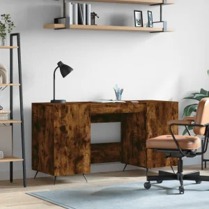 Bureau 140 x 50 x 75 cm chêne fumé bois d'ingénierie – modèle 3 – vue d’ensemble