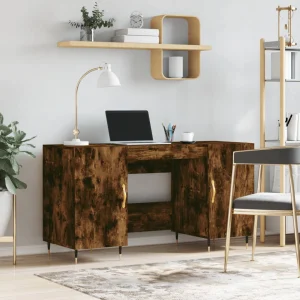 Bureau 140 x 50 x 75 cm chêne fumé bois d'ingénierie – modèle 4 – vue d’ensemble