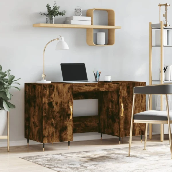 Bureau 140 x 50 x 75 cm chêne fumé bois d'ingénierie – modèle 4 – vue d’ensemble