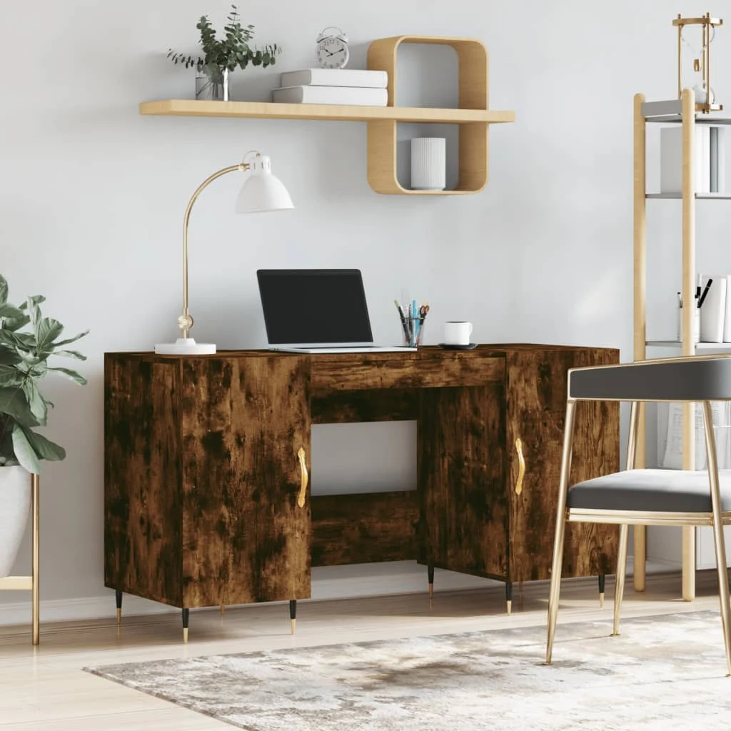 Bureau 140 x 50 x 75 cm chêne fumé bois d'ingénierie – modèle 4 – vue d’ensemble