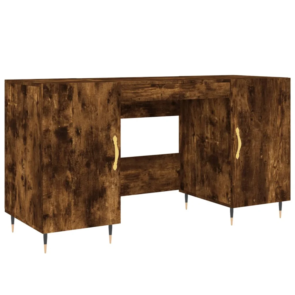 Bureau 140 x 50 x 75 cm chêne fumé bois d'ingénierie – modèle 4 – vue de côté