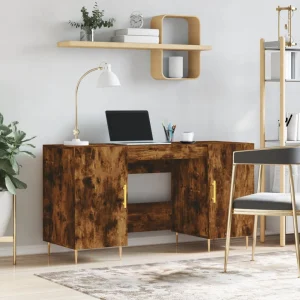 Bureau 140 x 50 x 75 cm chêne fumé bois d'ingénierie – modèle 5 – vue d’ensemble