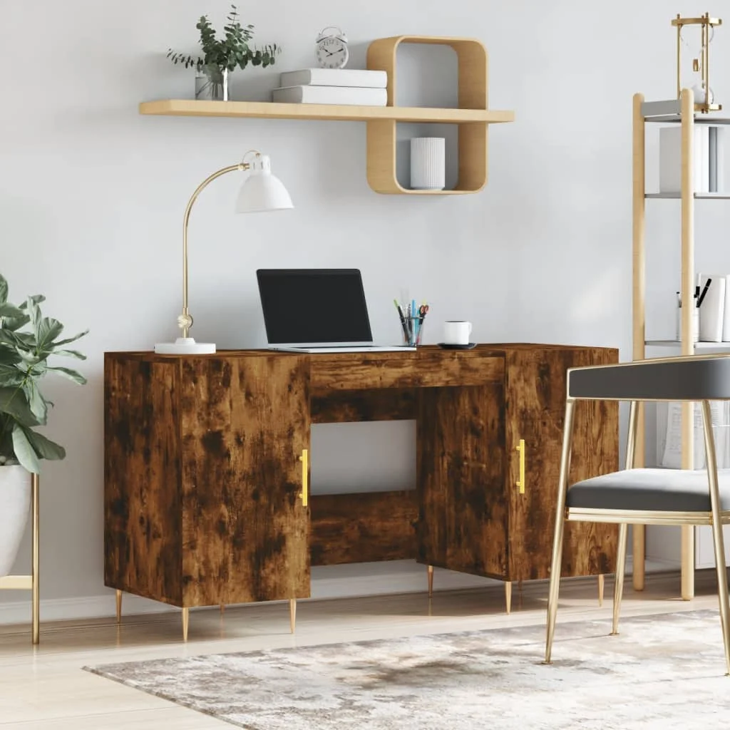 Bureau 140 x 50 x 75 cm chêne fumé bois d'ingénierie – modèle 5 – vue d’ensemble