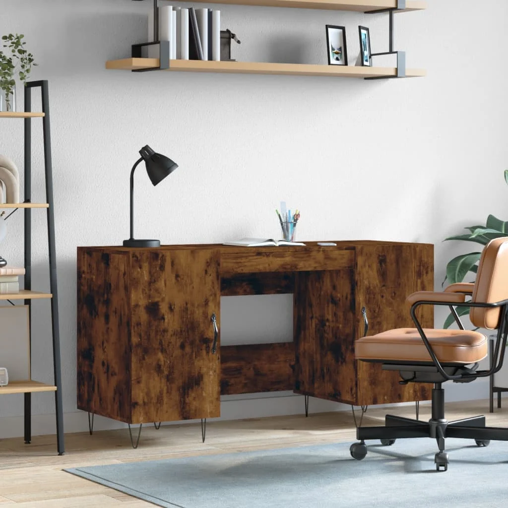 Bureau 140 x 50 x 75 cm chêne fumé bois d'ingénierie – modèle 6 – vue d’ensemble