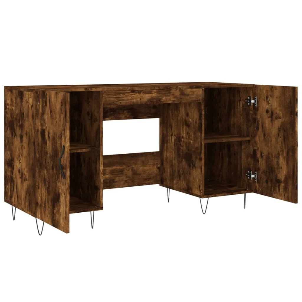 Bureau 140 x 50 x 75 cm chêne fumé bois d'ingénierie – modèle 6 – vue de détail