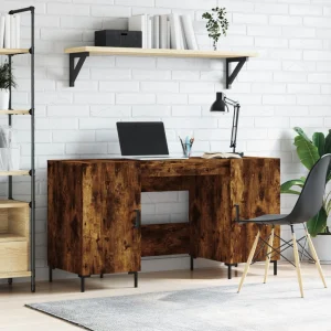 Bureau 140 x 50 x 75 cm chêne fumé bois d'ingénierie – modèle 7 – vue d’ensemble