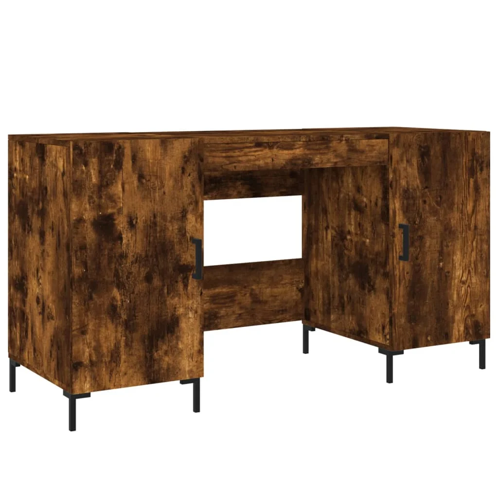 Bureau 140 x 50 x 75 cm chêne fumé bois d'ingénierie – modèle 7 – vue de côté