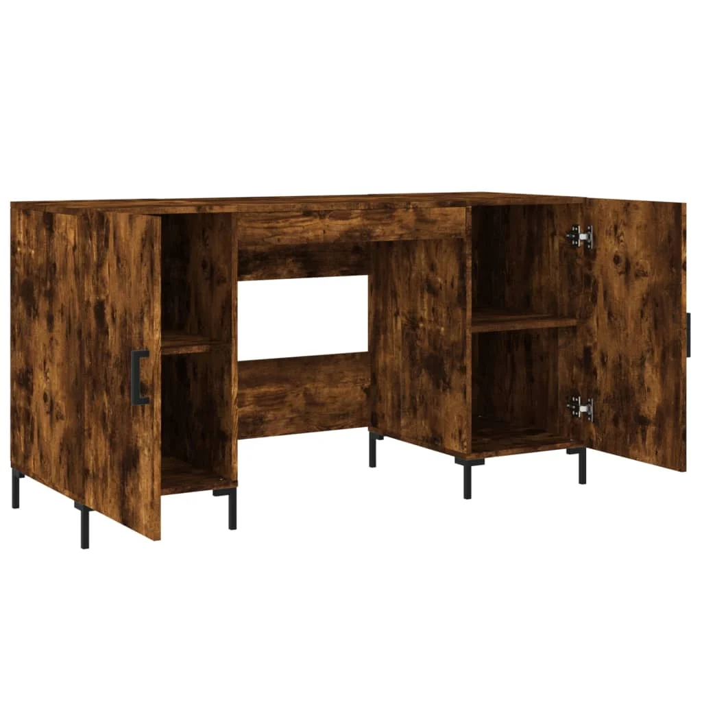 Bureau 140 x 50 x 75 cm chêne fumé bois d'ingénierie – modèle 7 – vue de détail