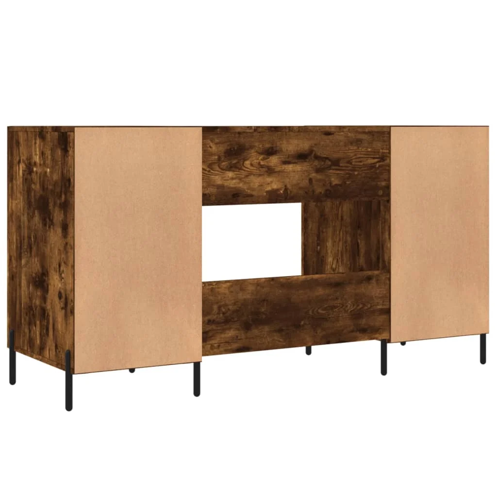 Bureau 140 x 50 x 75 cm chêne fumé bois d'ingénierie – modèle 8 – vue de dos
