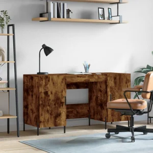 Bureau 140 x 50 x 75 cm chêne fumé bois d'ingénierie – modèle 8 – vue d’ensemble