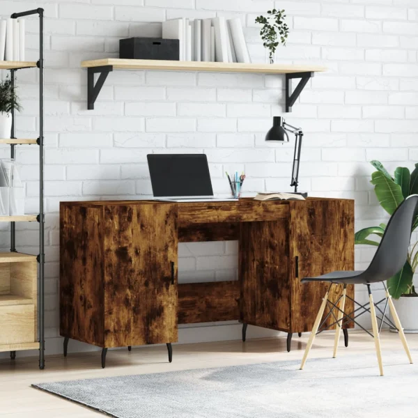 Bureau 140 x 50 x 75 cm chêne fumé bois d'ingénierie – modèle 9 – vue d’ensemble