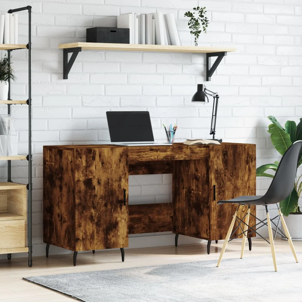 Bureau 140 x 50 x 75 cm chêne fumé bois d'ingénierie – modèle 9 – vue d’ensemble