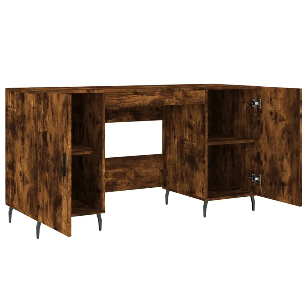 Bureau 140 x 50 x 75 cm chêne fumé bois d'ingénierie – modèle 9 – vue de détail