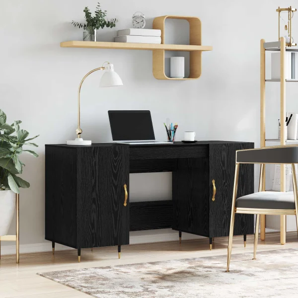 Bureau 140 x 50 x 75 cm chêne noir bois d'ingénierie – vue d’ensemble