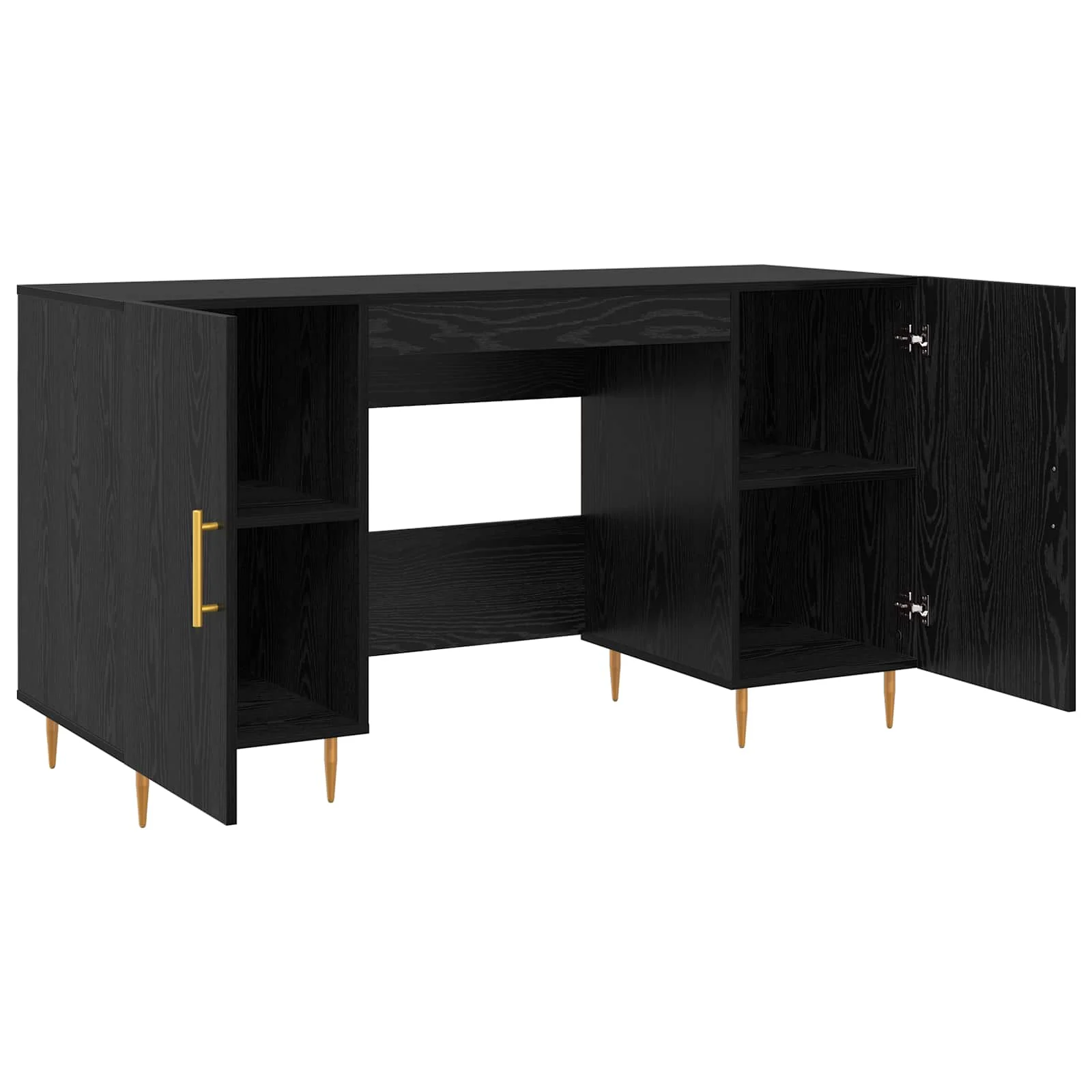 Bureau 140 x 50 x 75 cm chêne noir bois d'ingénierie – modèle 2 – vue de dessus
