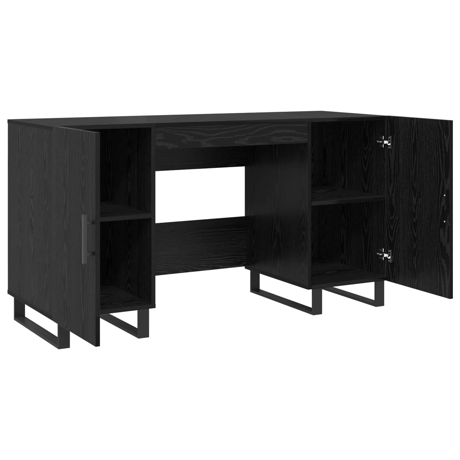 Bureau 140 x 50 x 75 cm chêne noir bois d'ingénierie – modèle 3 – vue de dessus