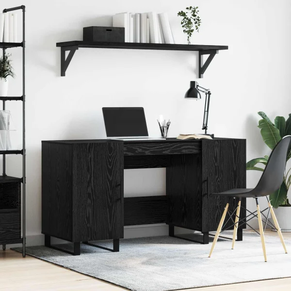 Bureau 140 x 50 x 75 cm chêne noir bois d'ingénierie – modèle 3 – vue d’ensemble