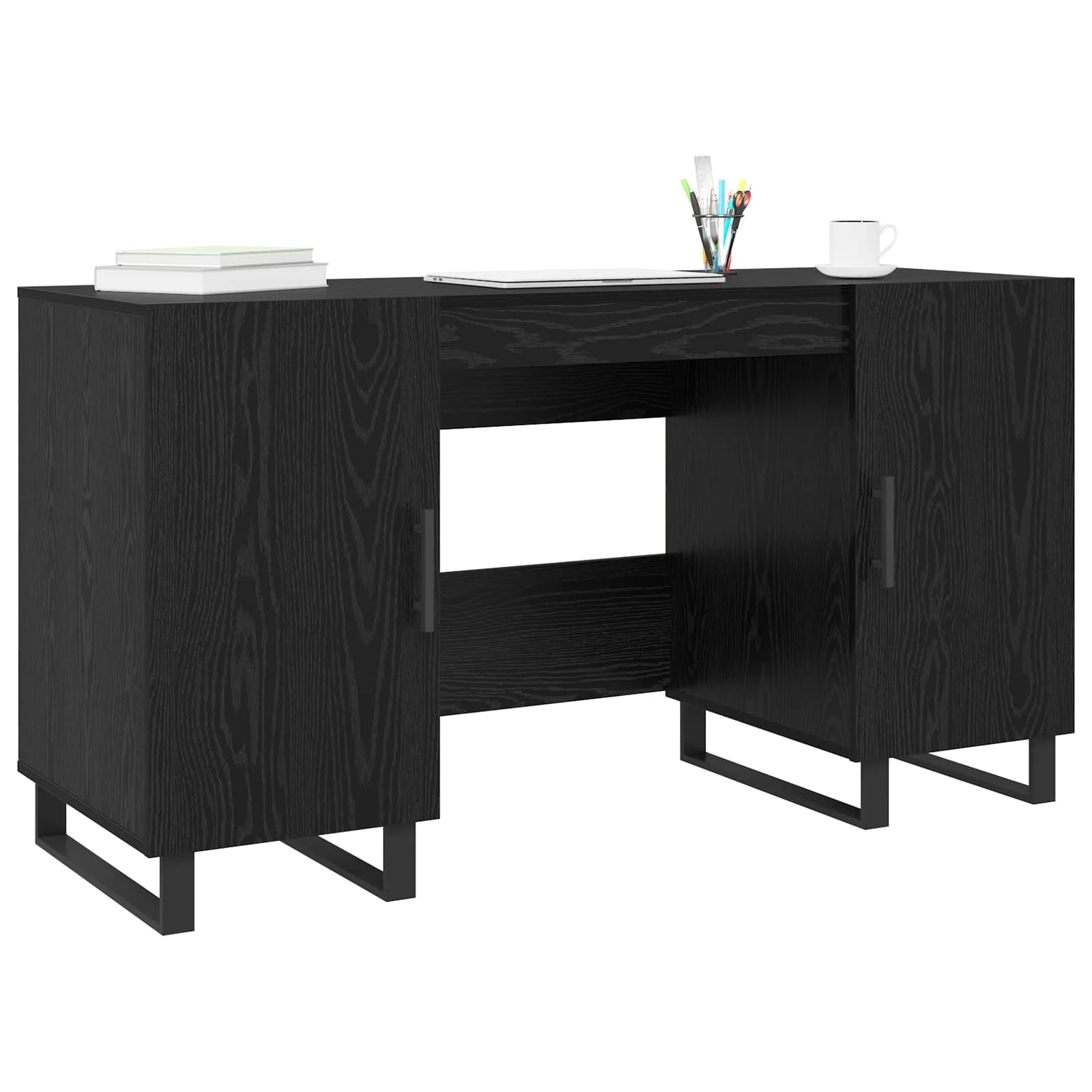 Bureau 140 x 50 x 75 cm chêne noir bois d'ingénierie – modèle 3 – vue de détail