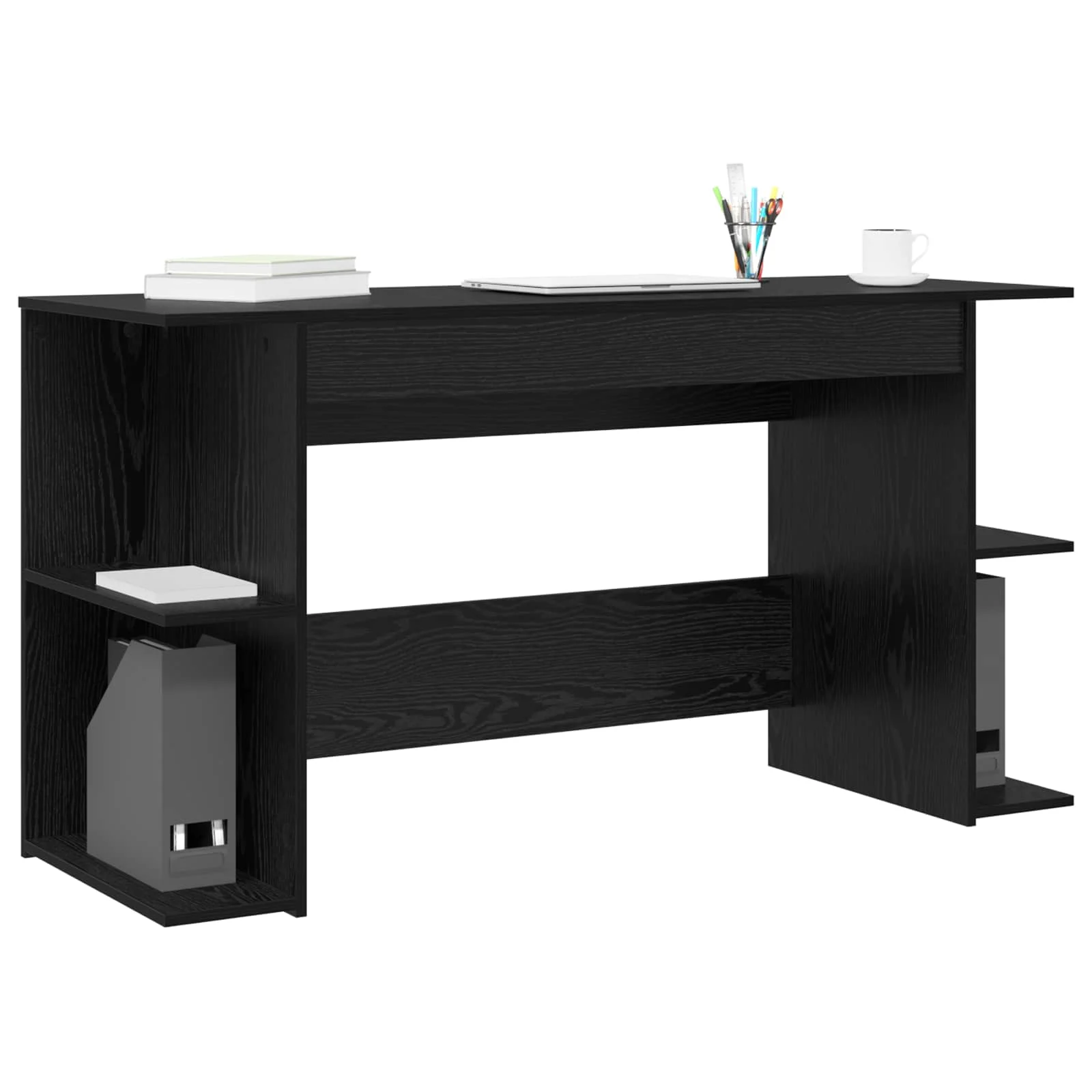 Bureau 140 x 50 x 75 cm chêne noir bois d'ingénierie – modèle 4 – vue de détail