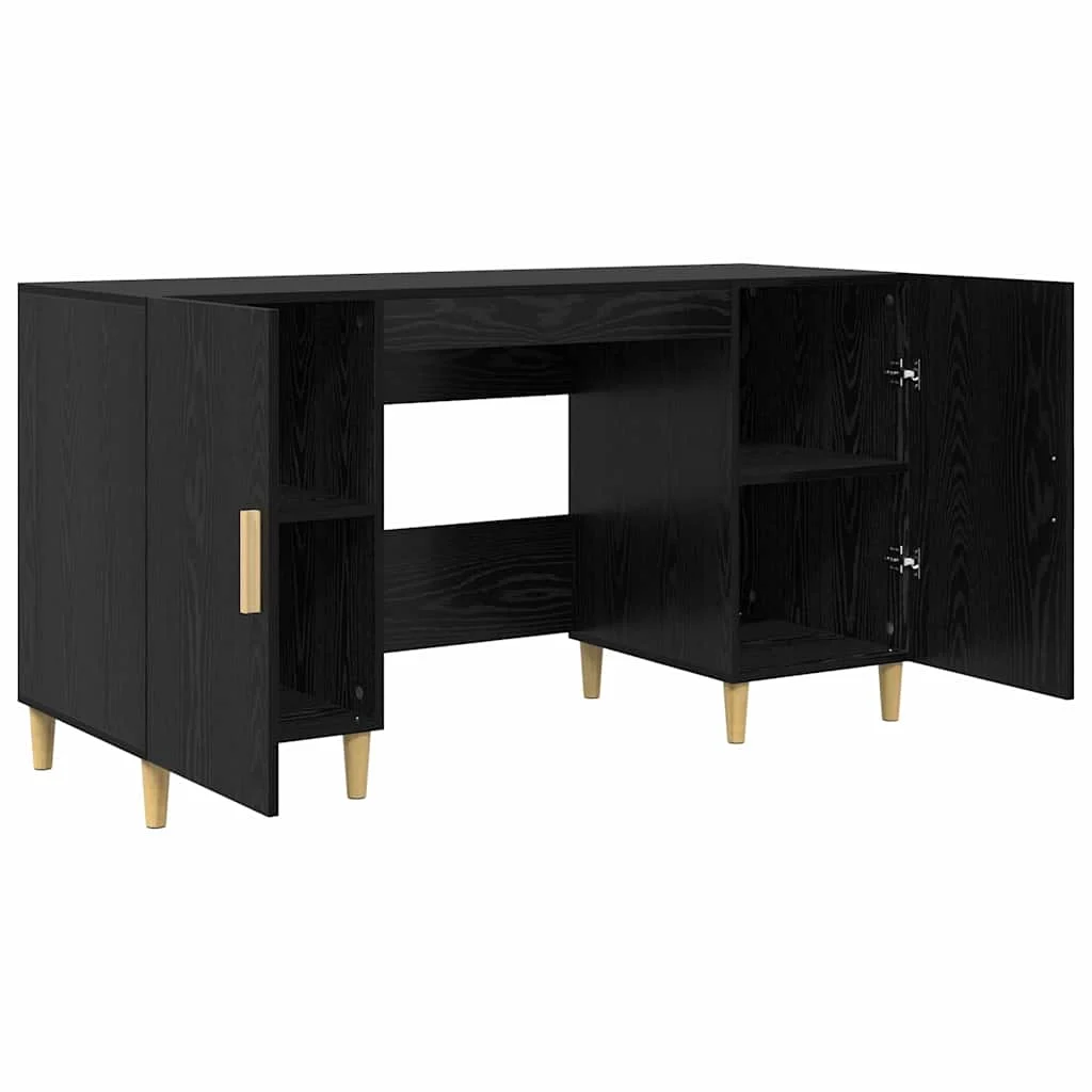 Bureau 140 x 50 x 75 cm chêne noir bois d'ingénierie – modèle 5 – vue de dessus