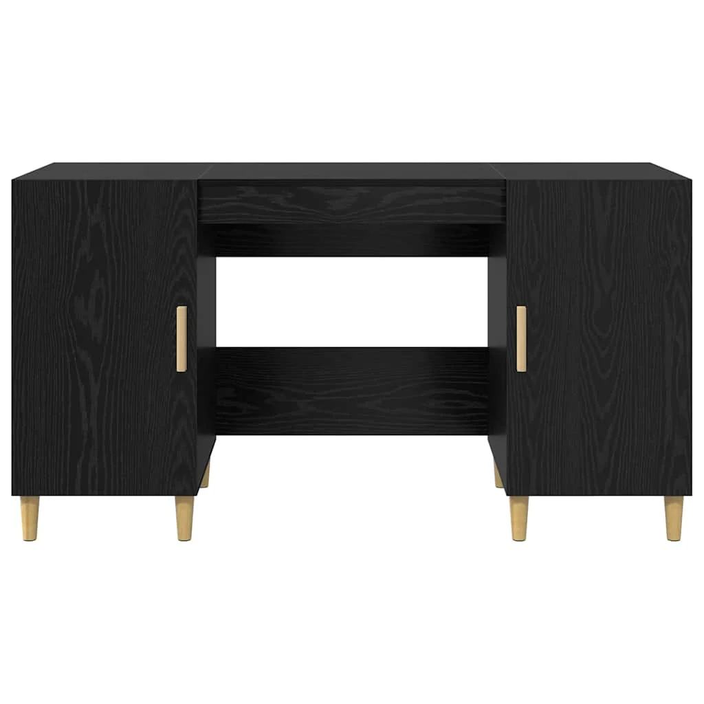 Bureau 140 x 50 x 75 cm chêne noir bois d'ingénierie – modèle 5 – vue de dos