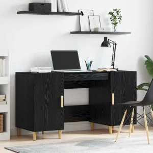 Bureau 140 x 50 x 75 cm chêne noir bois d'ingénierie – modèle 5 – vue d’ensemble
