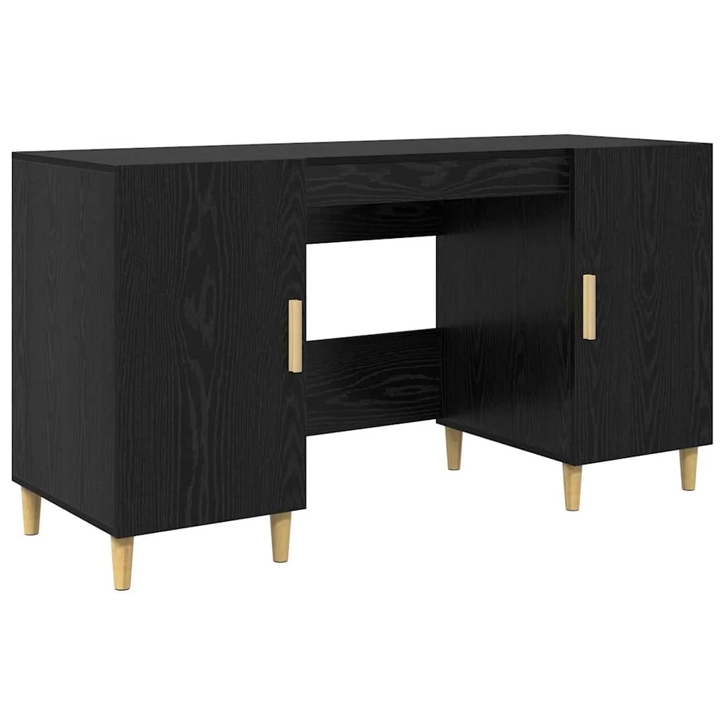 Bureau 140 x 50 x 75 cm chêne noir bois d'ingénierie – modèle 5 – vue de côté