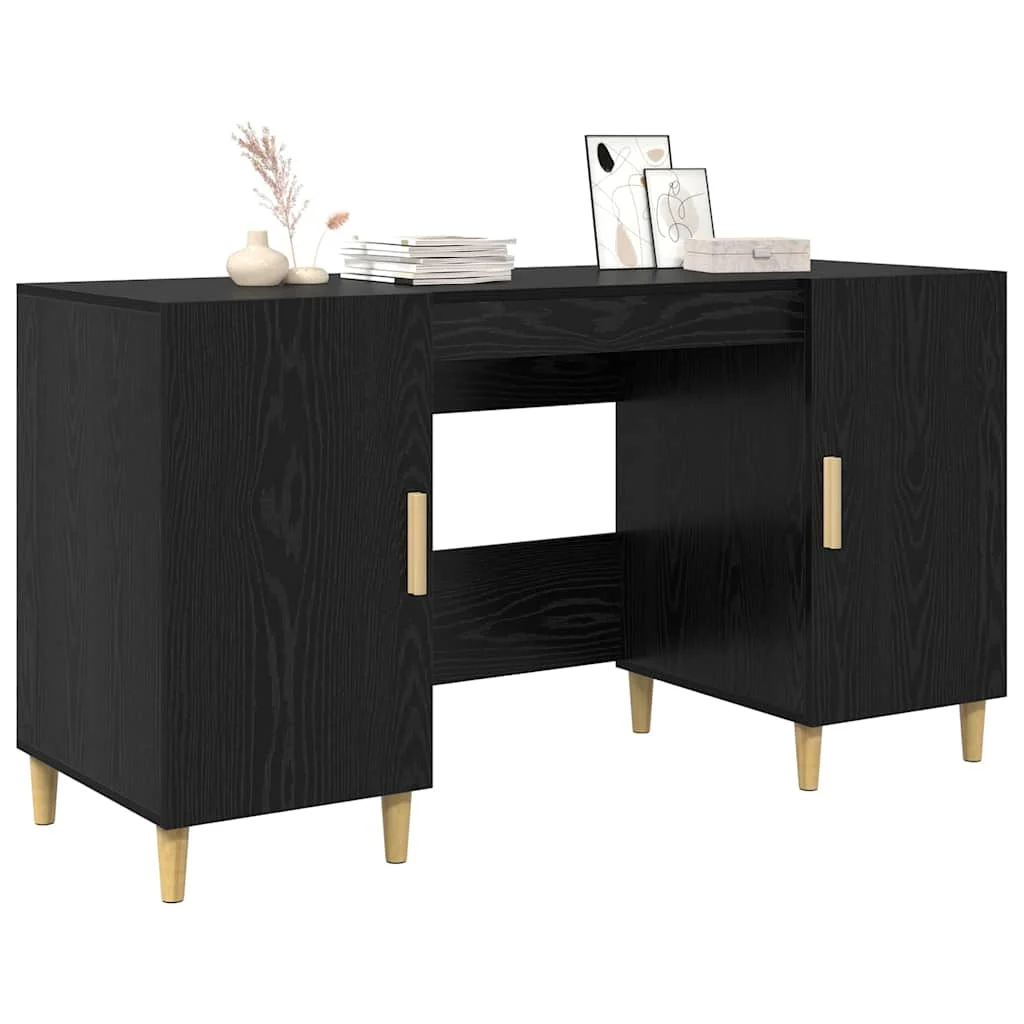 Bureau 140 x 50 x 75 cm chêne noir bois d'ingénierie – modèle 5 – vue de détail