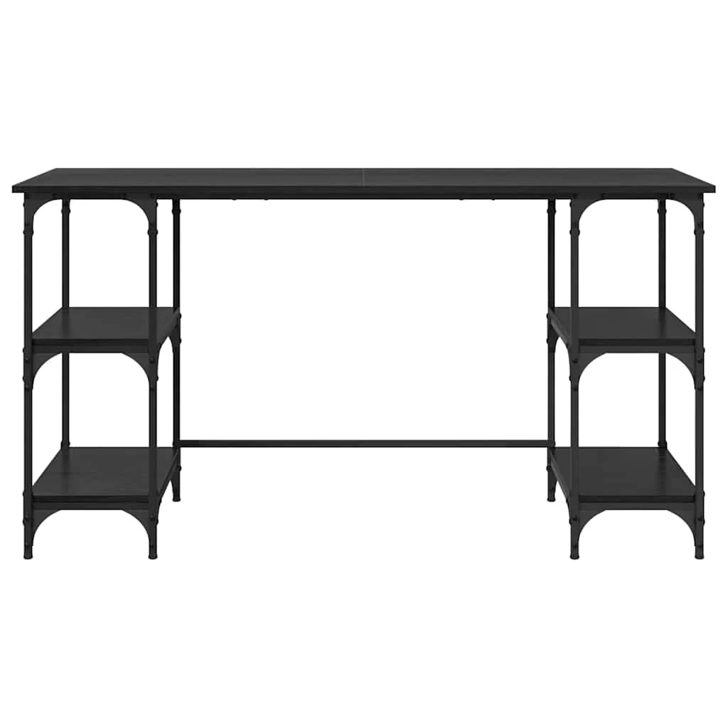 Bureau 140 x 50 x 75 cm chêne noir bois d'ingénierie – modèle 6 – vue de dessus