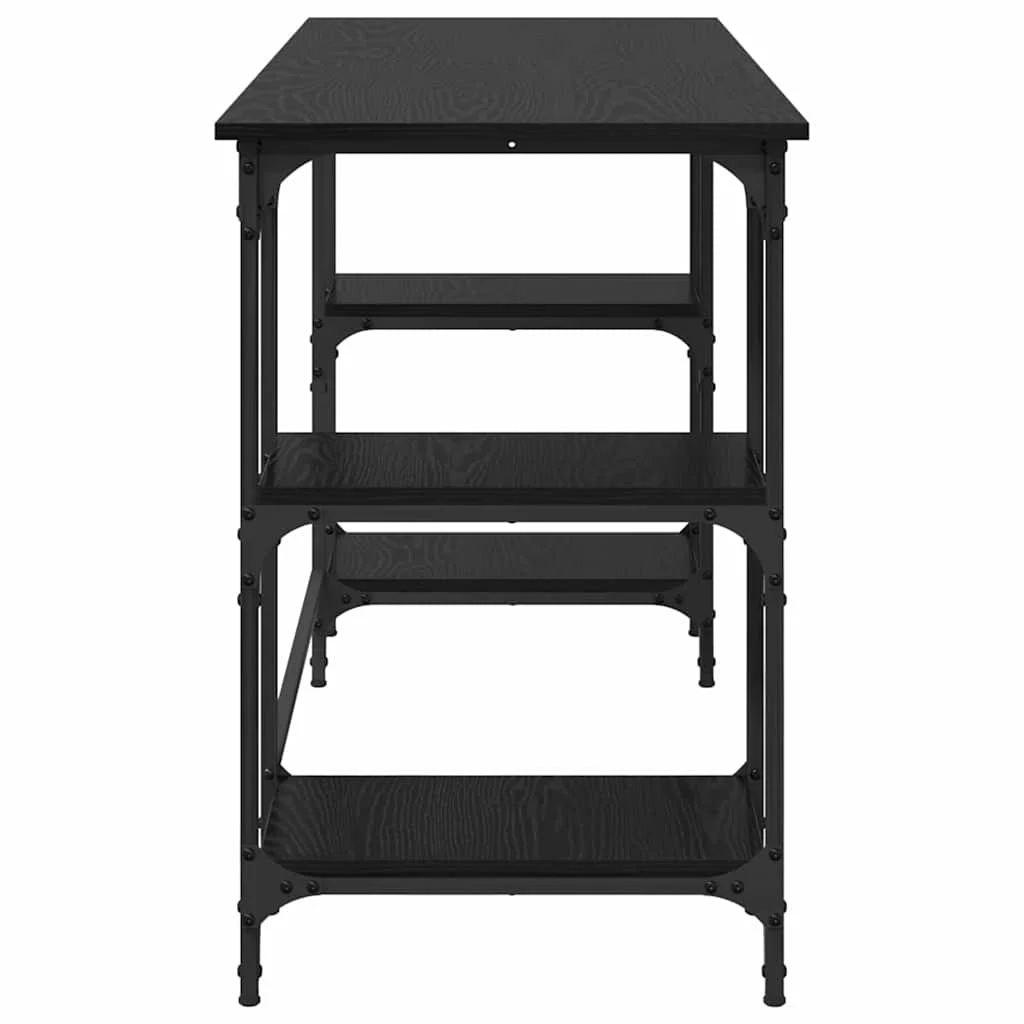 Bureau 140 x 50 x 75 cm chêne noir bois d'ingénierie – modèle 6 – vue de dos
