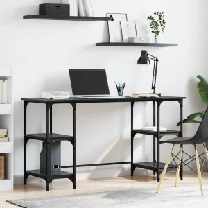 Bureau 140 x 50 x 75 cm chêne noir bois d'ingénierie – modèle 6 – vue d’ensemble