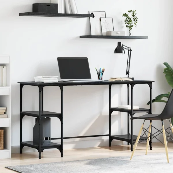Bureau 140 x 50 x 75 cm chêne noir bois d'ingénierie – modèle 6 – vue d’ensemble