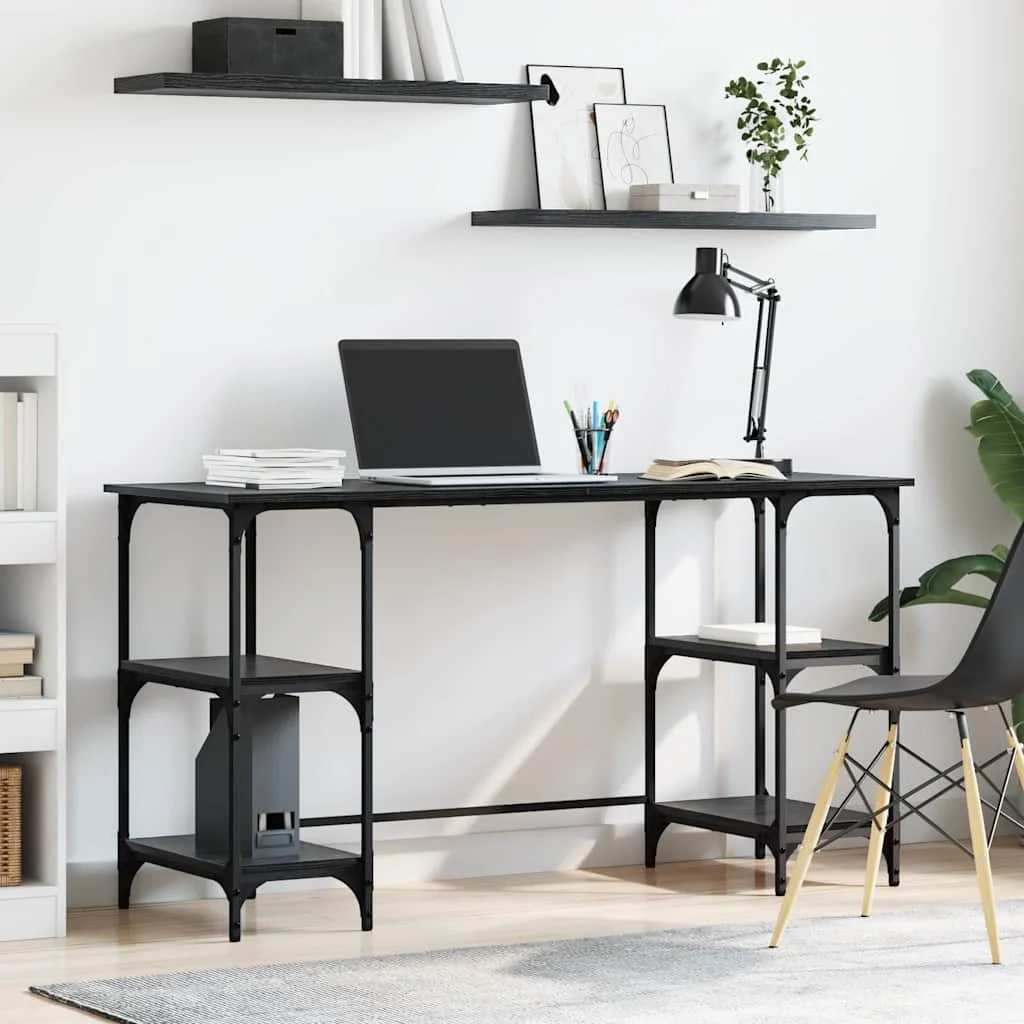 Bureau 140 x 50 x 75 cm chêne noir bois d'ingénierie – modèle 6 – vue d’ensemble