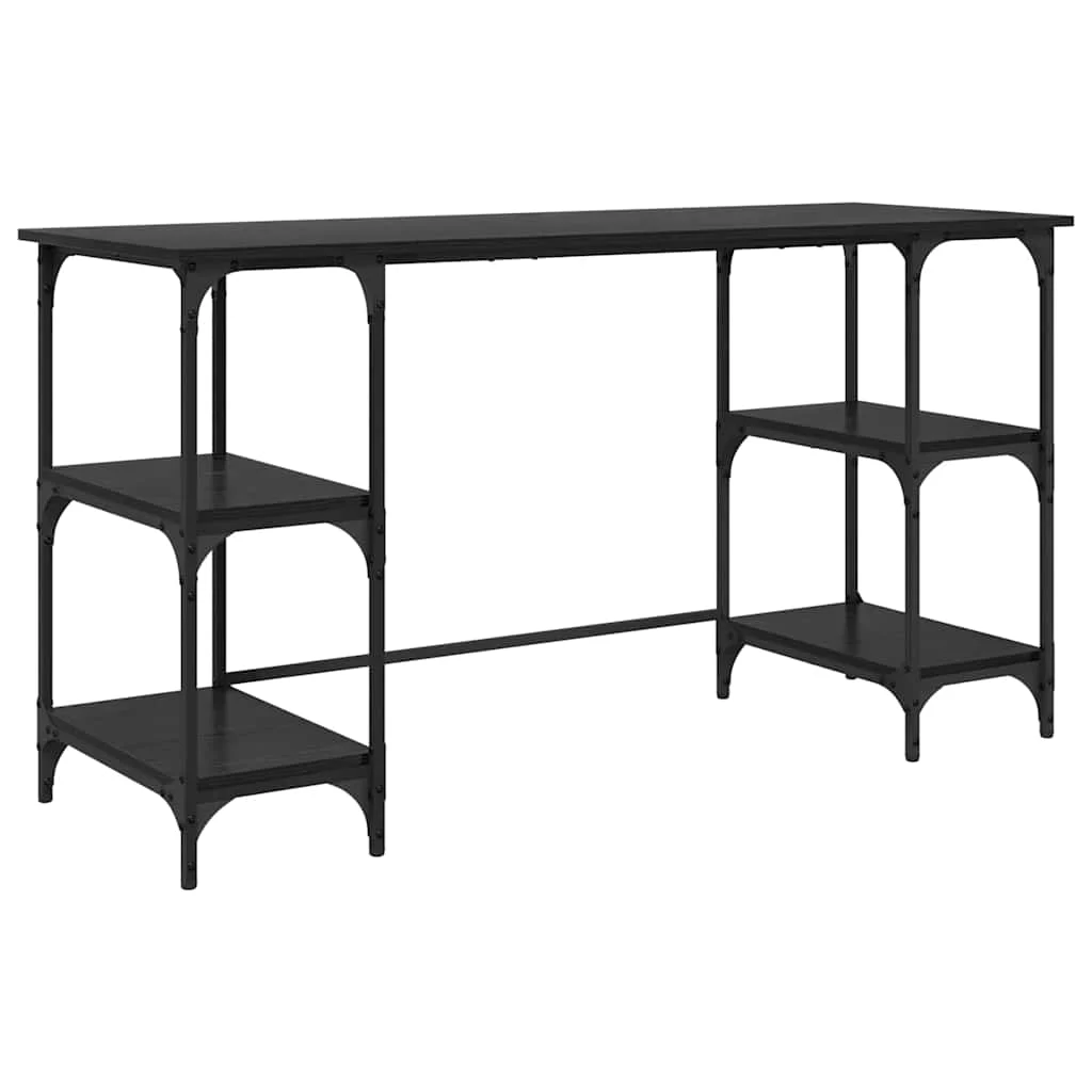 Bureau 140 x 50 x 75 cm chêne noir bois d'ingénierie – modèle 6 – vue de côté