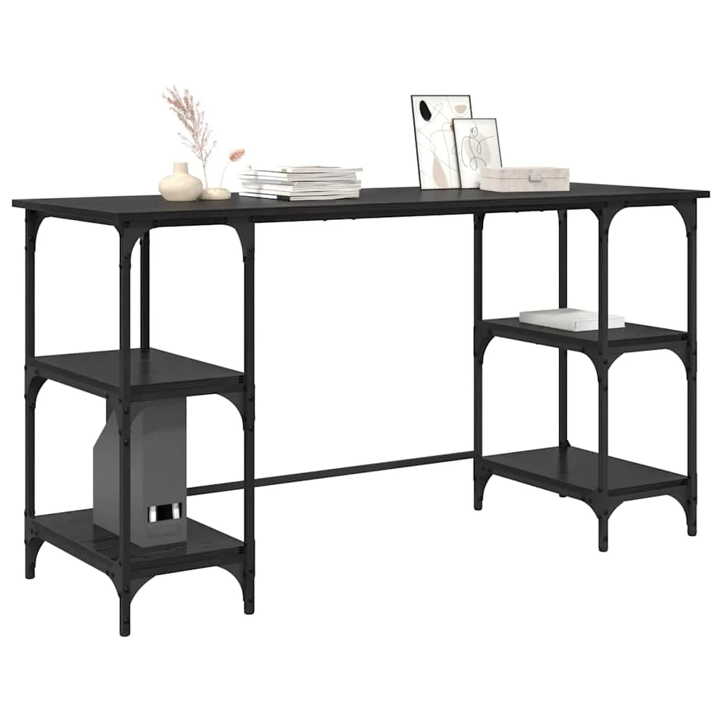 Bureau 140 x 50 x 75 cm chêne noir bois d'ingénierie – modèle 6 – vue de détail