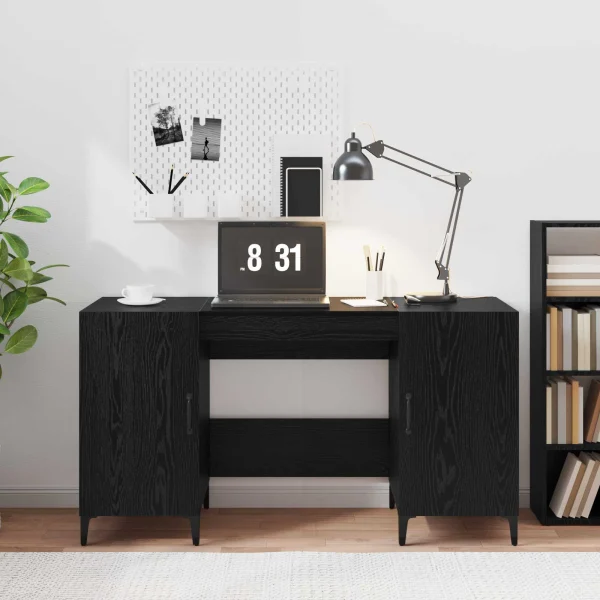 Bureau 140 x 50 x 75 cm chêne noir bois d'ingénierie – modèle 7 – vue d’ensemble