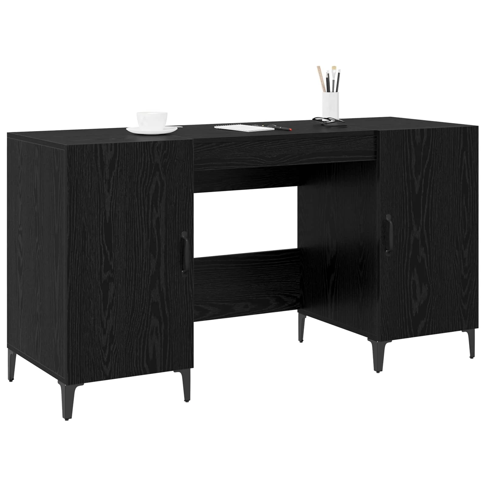 Bureau 140 x 50 x 75 cm chêne noir bois d'ingénierie – modèle 7 – vue de détail