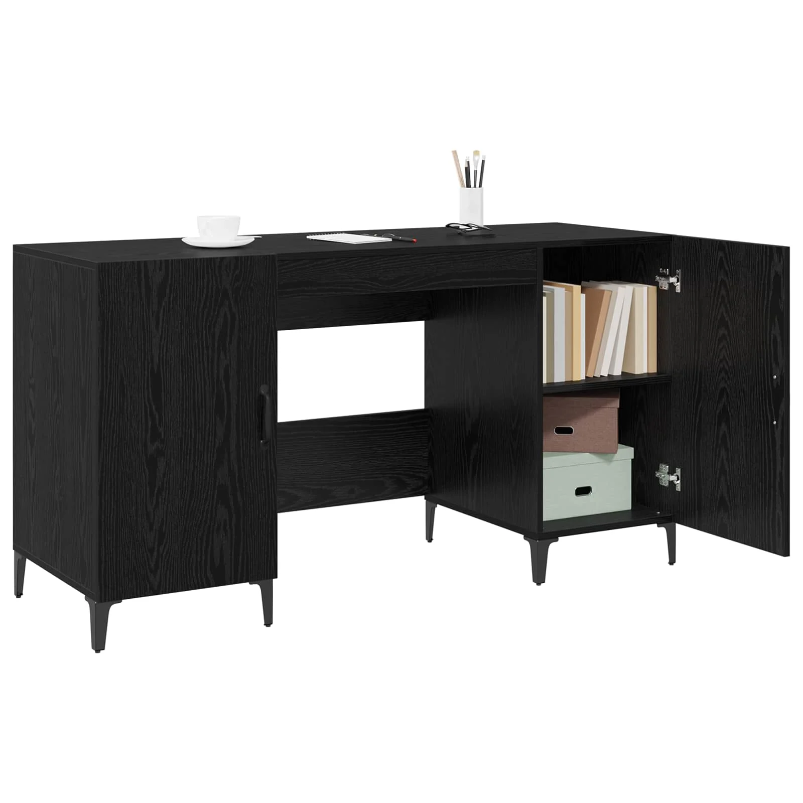 Bureau 140 x 50 x 75 cm chêne noir bois d'ingénierie – modèle 7 – vue en situation