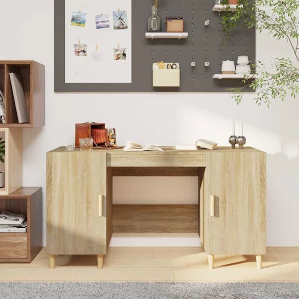 Bureau 140 x 50 x 75 cm chêne sonoma bois d'ingénierie – vue d’ensemble