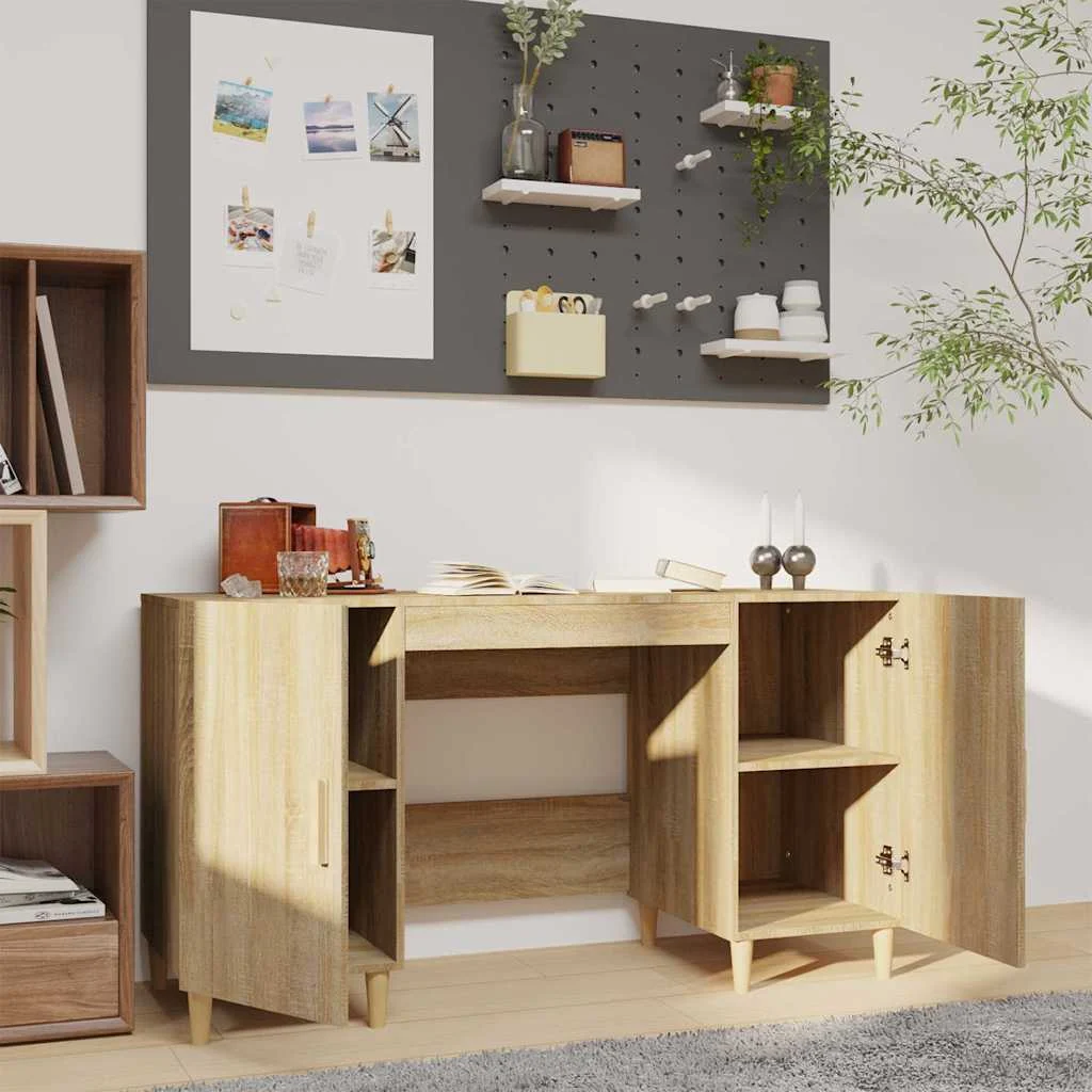 Bureau 140 x 50 x 75 cm chêne sonoma bois d'ingénierie – vue de détail