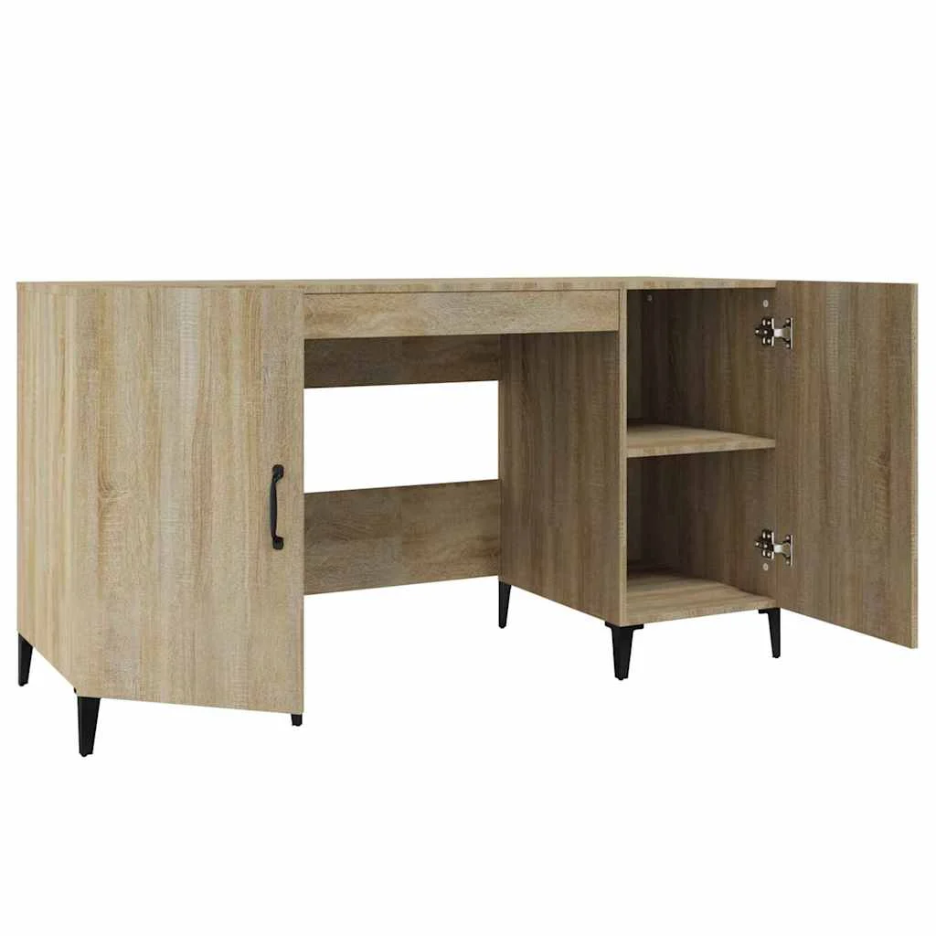 Bureau 140 x 50 x 75 cm chêne sonoma bois d'ingénierie – modèle 2 – vue de dessus