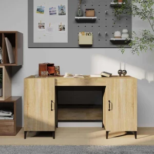 Bureau 140 x 50 x 75 cm chêne sonoma bois d'ingénierie – modèle 2 – vue d’ensemble