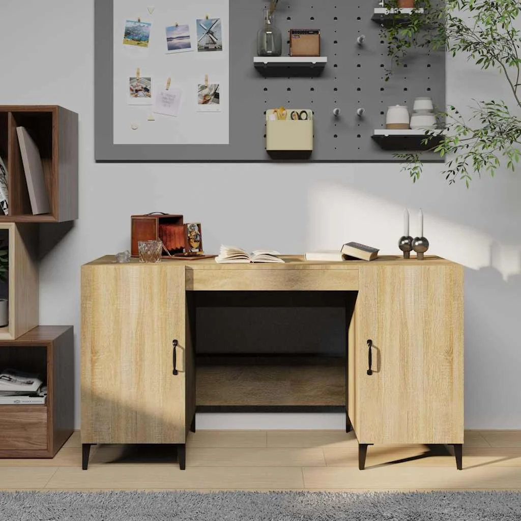 Bureau 140 x 50 x 75 cm chêne sonoma bois d'ingénierie – modèle 2 – vue d’ensemble