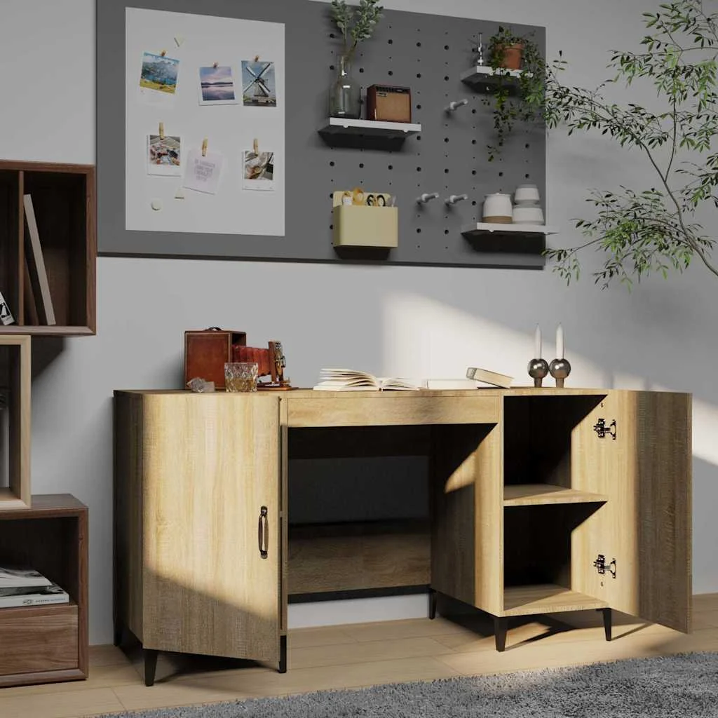 Bureau 140 x 50 x 75 cm chêne sonoma bois d'ingénierie – modèle 2 – vue de détail