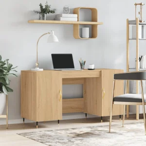 Bureau 140 x 50 x 75 cm chêne sonoma bois d'ingénierie – modèle 3 – vue d’ensemble